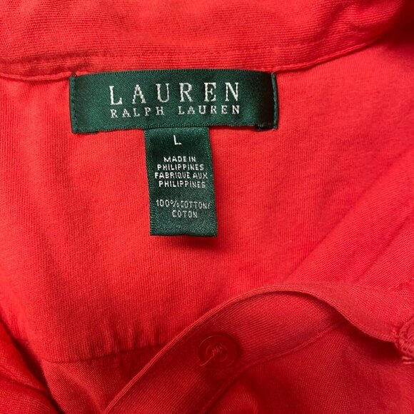 LAUREN RALPH LAUREN COLLARED RUFFLE FRONT TOP LG - Picture 6 of 6